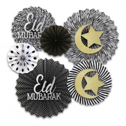 6-delige Eid Mubarak waaier set zwart