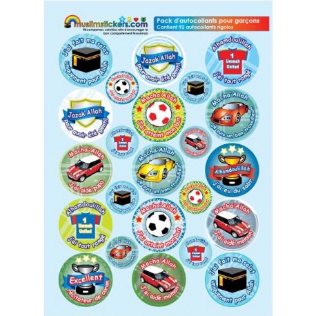 Pack d’autocolllants pour garçons (Français)