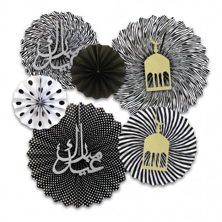 6-delige Eid Mubarak waaier set zwart Arabisch