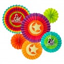 6-delige Eid Mubarak waaier set multicolor
